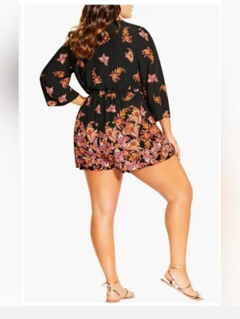 City Chic Black Floral Boho Romper - Picture 3 of 5